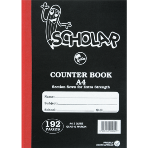 Scholar A4 Feint & Margin Hardcover Counter Book 192 Page - Cart And Haul